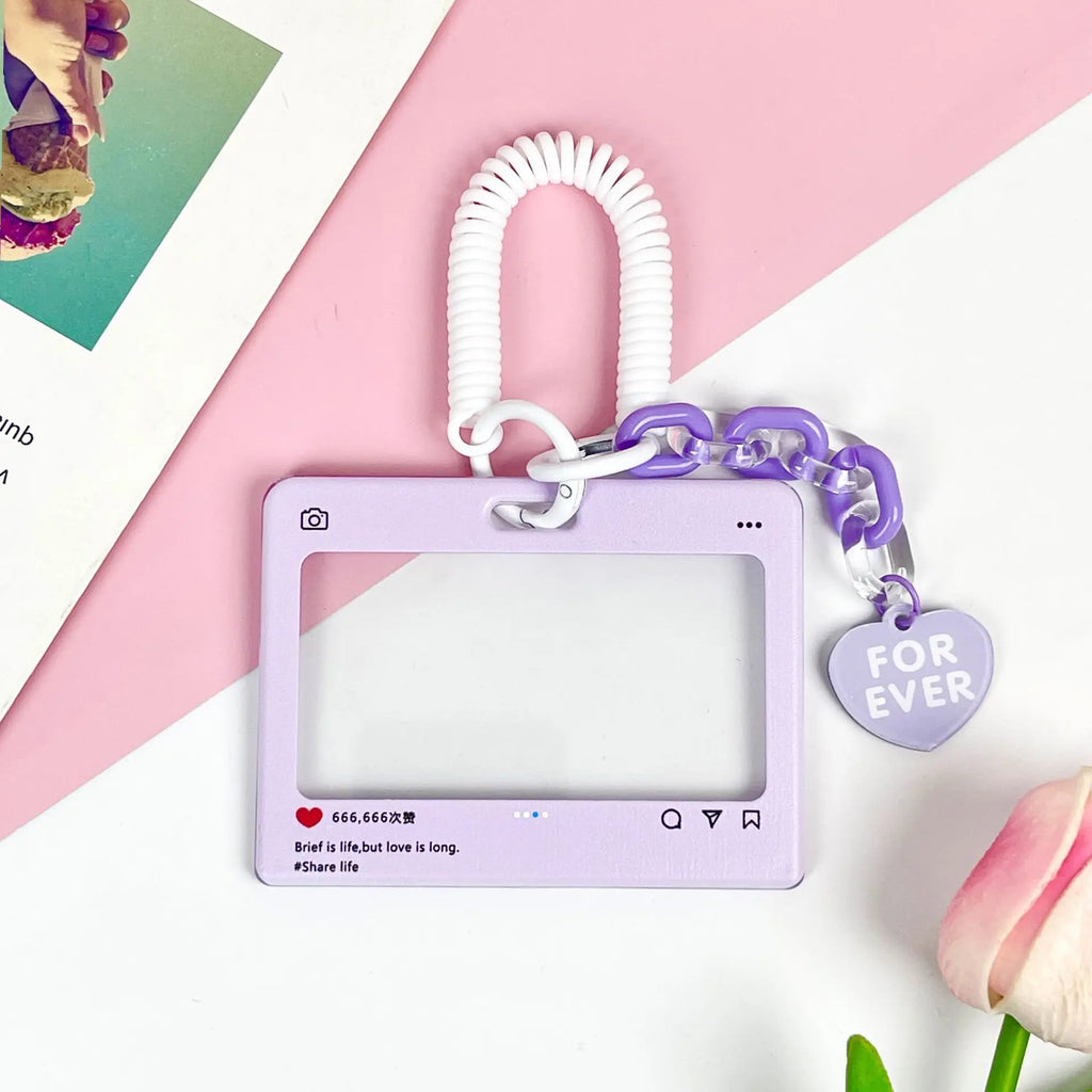 Cute dialog box transparent card cover student cartoon slider card pack game card ID card set pendant anti-lost