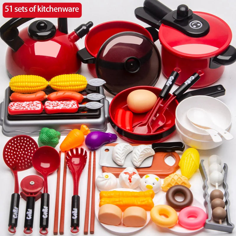 Children's Educational Play Kitchen Set – Pretend Play Cookware with Simulated Induction Cooker, Cooking & Cutting Toys for Boys