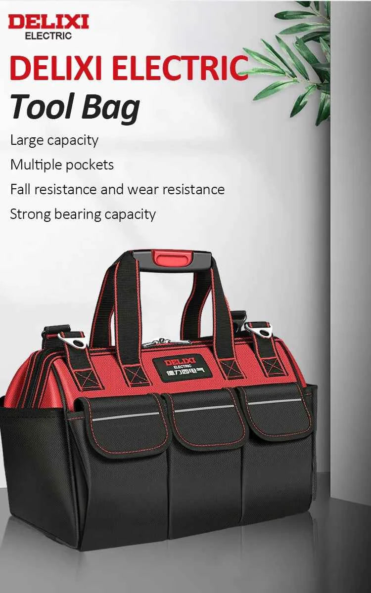 DELIXI ELECTRIC Tool Bag,Multifunctional Waterproof Storage Bags,Suitable for Electricians,Carpenters,Car Mechanics,Homeowners