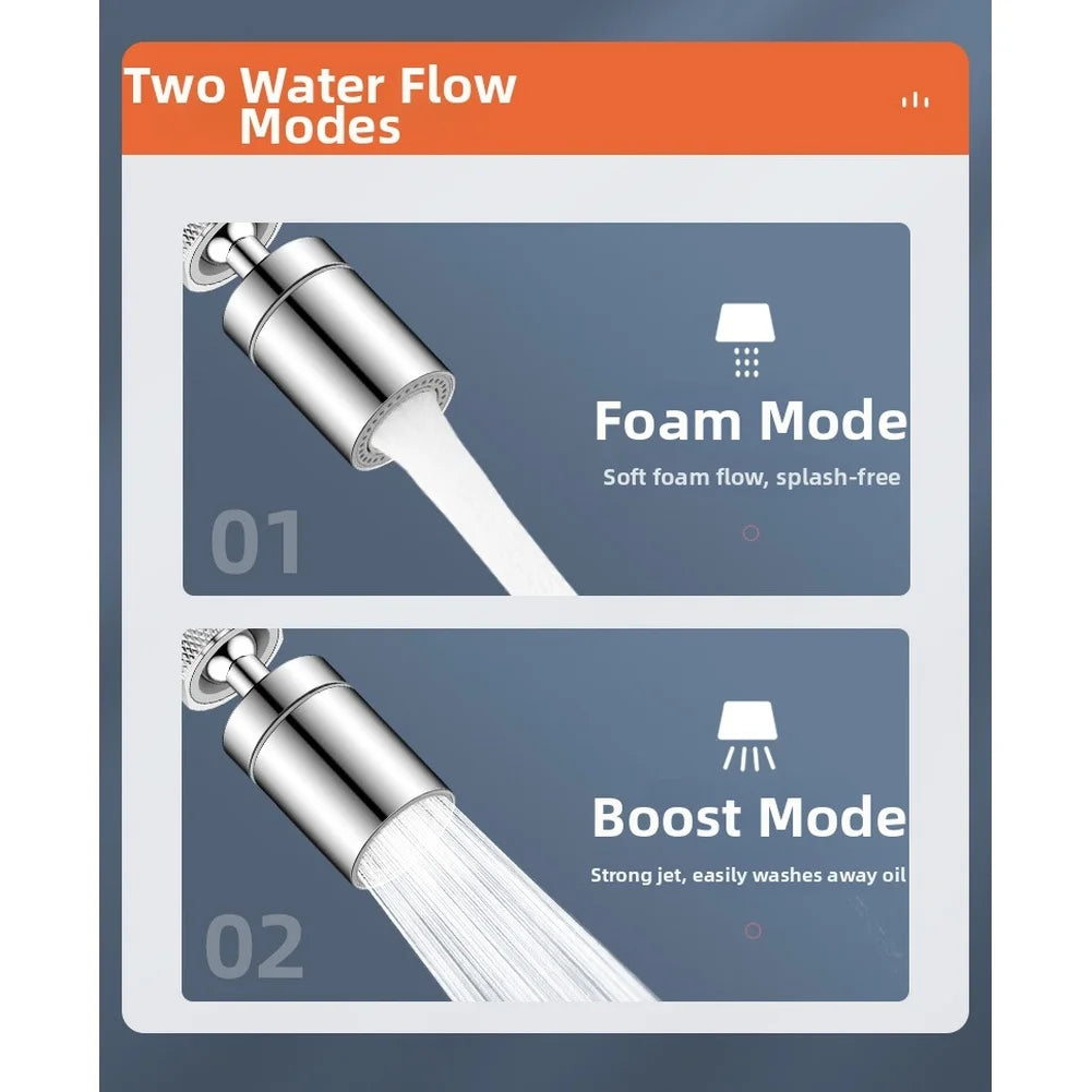 360 Degree Rotating Kitchen Faucet Extender With 3 Modes Spray Shower Stream For Splash Prevention Silver Adapter Included