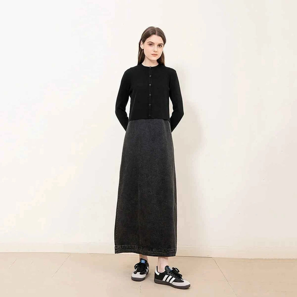 AP New 2025 Autumn Women Denim Sleeveless Dress Black Knitting Cardigan Fashion Style
