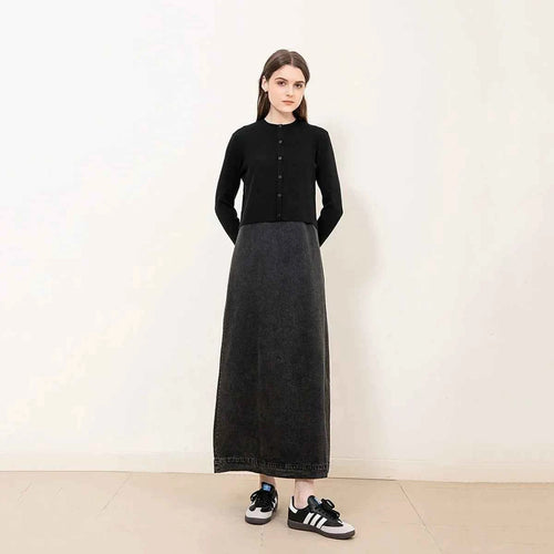 AP New 2025 Autumn Women Denim Sleeveless Dress Black Knitting Cardigan Fashion Style