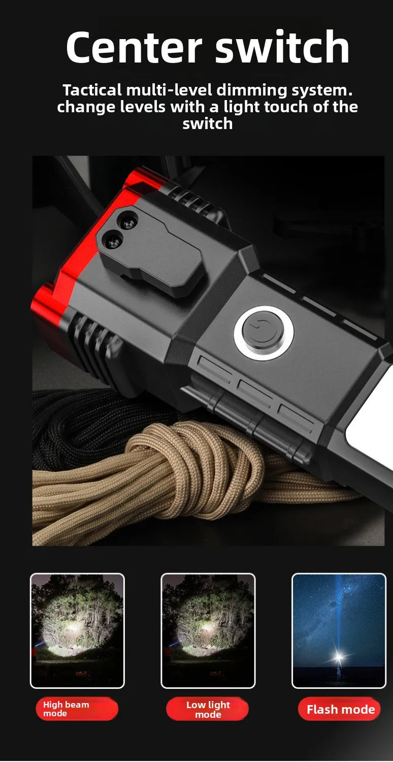Multi-Functional Outdoor Flashlight-Pathfinding&Work Light Emergency Self-Rescue Safety Hammer with Window Breaker