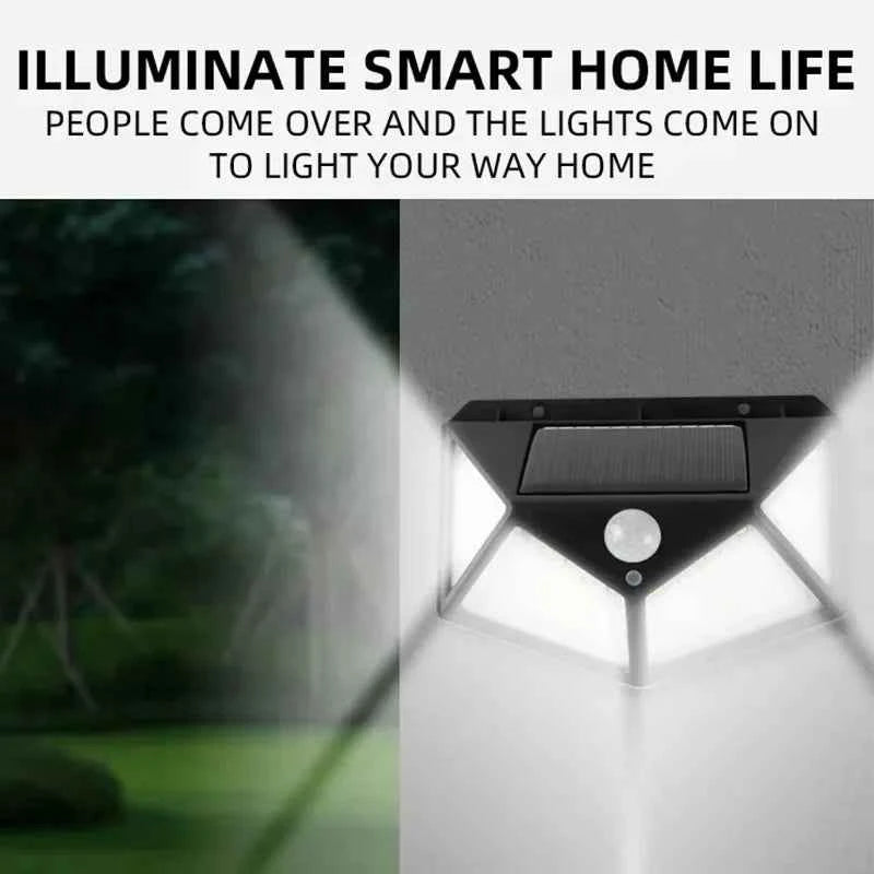 100 LED Solar Powered Outdoor Decorative Wall Light with Motion Sensor and Ip65 Waterproof for Garden Railings and Gazebos
