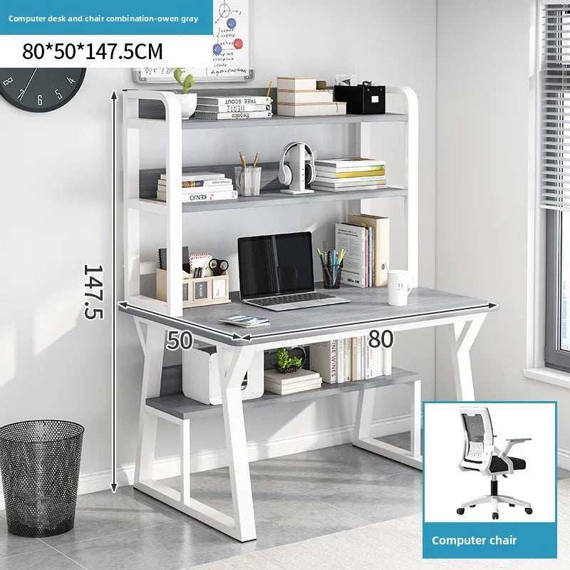 Stable Computer desk desktop desk bookshelf integrated writing desk household small apartment simple hole board desk