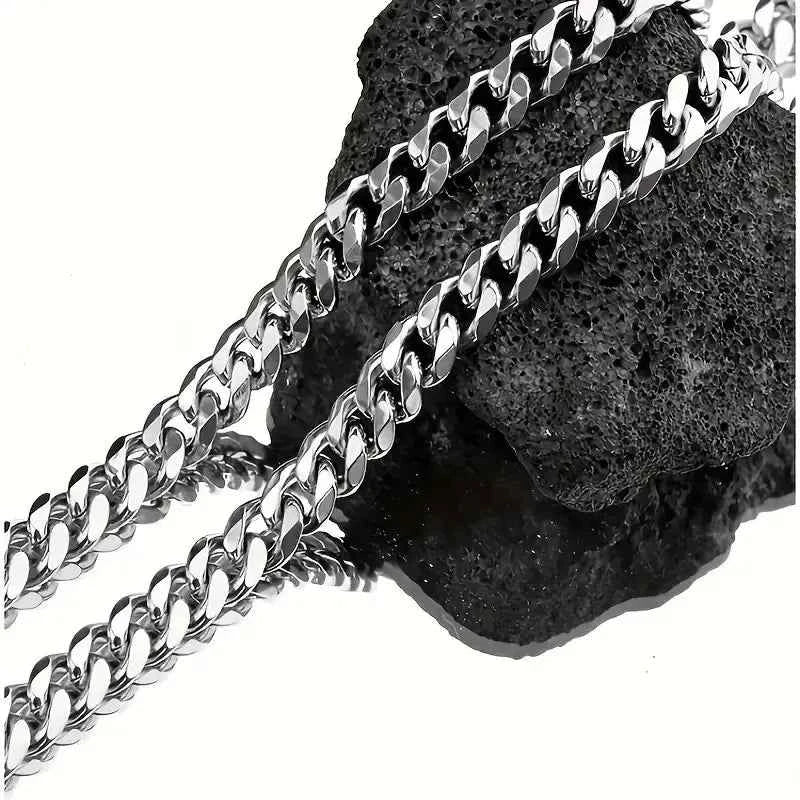 1pc Men's Stainless Steel Chain Necklace, Unisex Hip Hop Neck Chain Necklaces