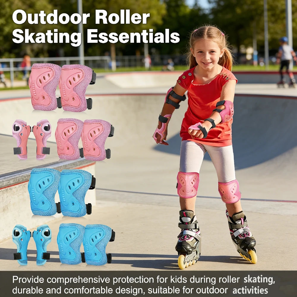 Kids Knee Pads and Elbow Pads Set with Wrist Guard 3 in 1 Kids Protective Gear Set for 3-10 Years for Skateboarding, Skiing, Cyc