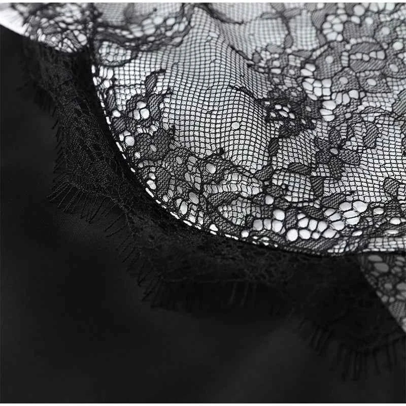 Black Lace Patchwork Satin Backless Dress Women Sexy Strapless Off-Shoulder Maxi Fishtail Dresses 2026 Lady Chic Party Vestido