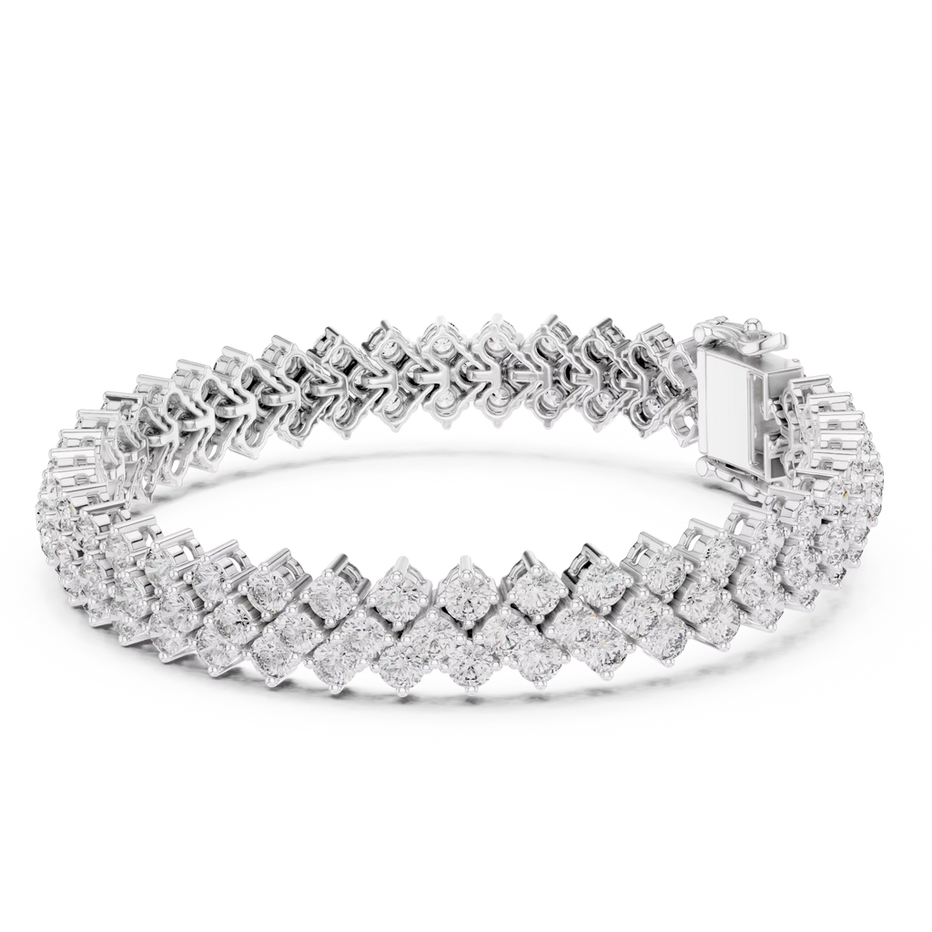 UNIQUE LAB GROWN CUT DIAMOND RHODIUM PLATED LUXURY TENNIS BRACELET SET 18KT WHITE GOLD DAILY OFFICE WEAR WEDDING ENGAGEMENT