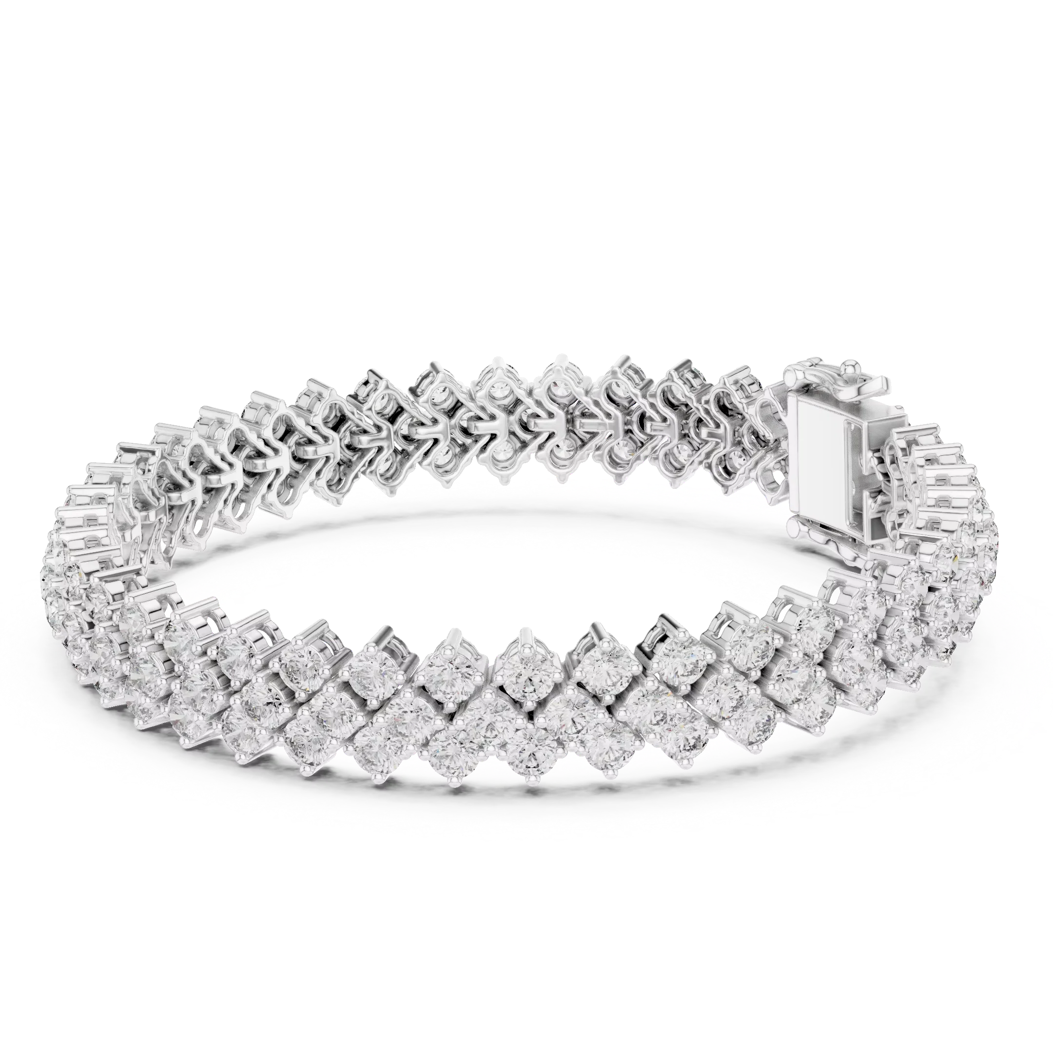 UNIQUE LAB GROWN CUT DIAMOND RHODIUM PLATED LUXURY TENNIS BRACELET SET 18KT WHITE GOLD DAILY OFFICE WEAR WEDDING ENGAGEMENT