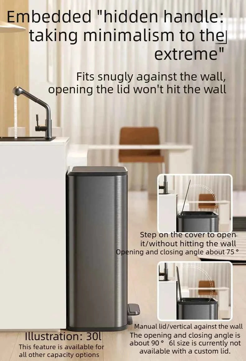 Kitchen Bin Large Large Capacity New Household Living Room Light Luxury High-grade Stainless Steel Italian Style Furniture