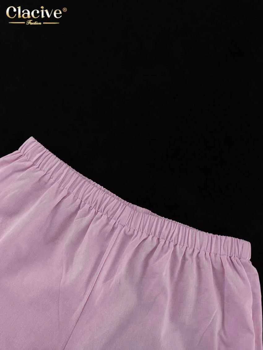 Clacive Summer Loose Pink Cotton 2 Piece Set Women Outfit 2025 Fashion Sleeveless Tank Top With High Waist Wide Pants Set Female