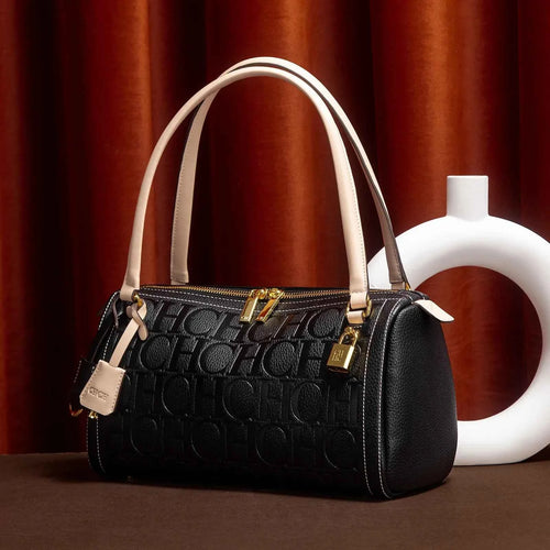C-H Women's Boston Bag Autumn Winter New Collection Letter Design Texture Shoulder Bags