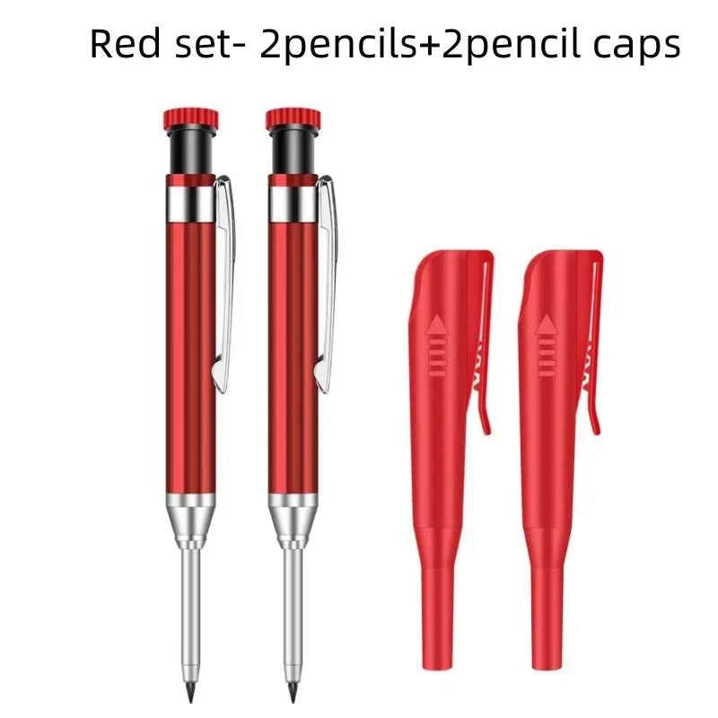 2.8mm Metal Solid Carpenter Mechanical Pencil With Holder Deep Hole Mechanical Marker Stand Pocket Clip Pencil Tool Woodworker