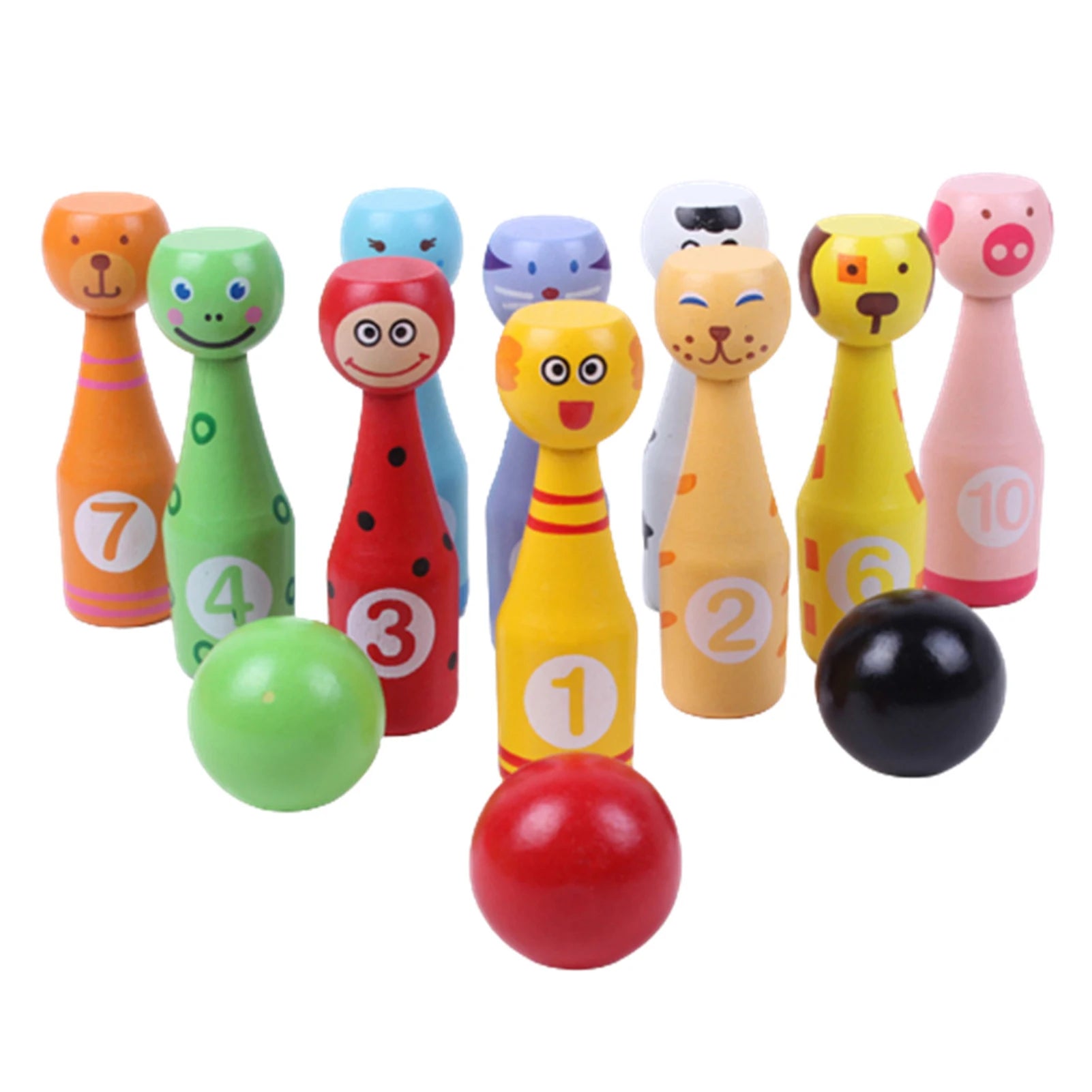 Kids Bowling Set With Cartoon Number Print Toddler Indoor Outdoor Activity Play