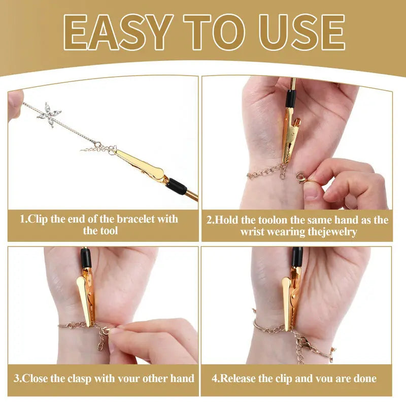 3 Colors Metal Bracelet Helper Tool Hook Pretty Bracelet Helper Easy Jewelry Wearing Tool Aid Assistance for Bracelet Necklace