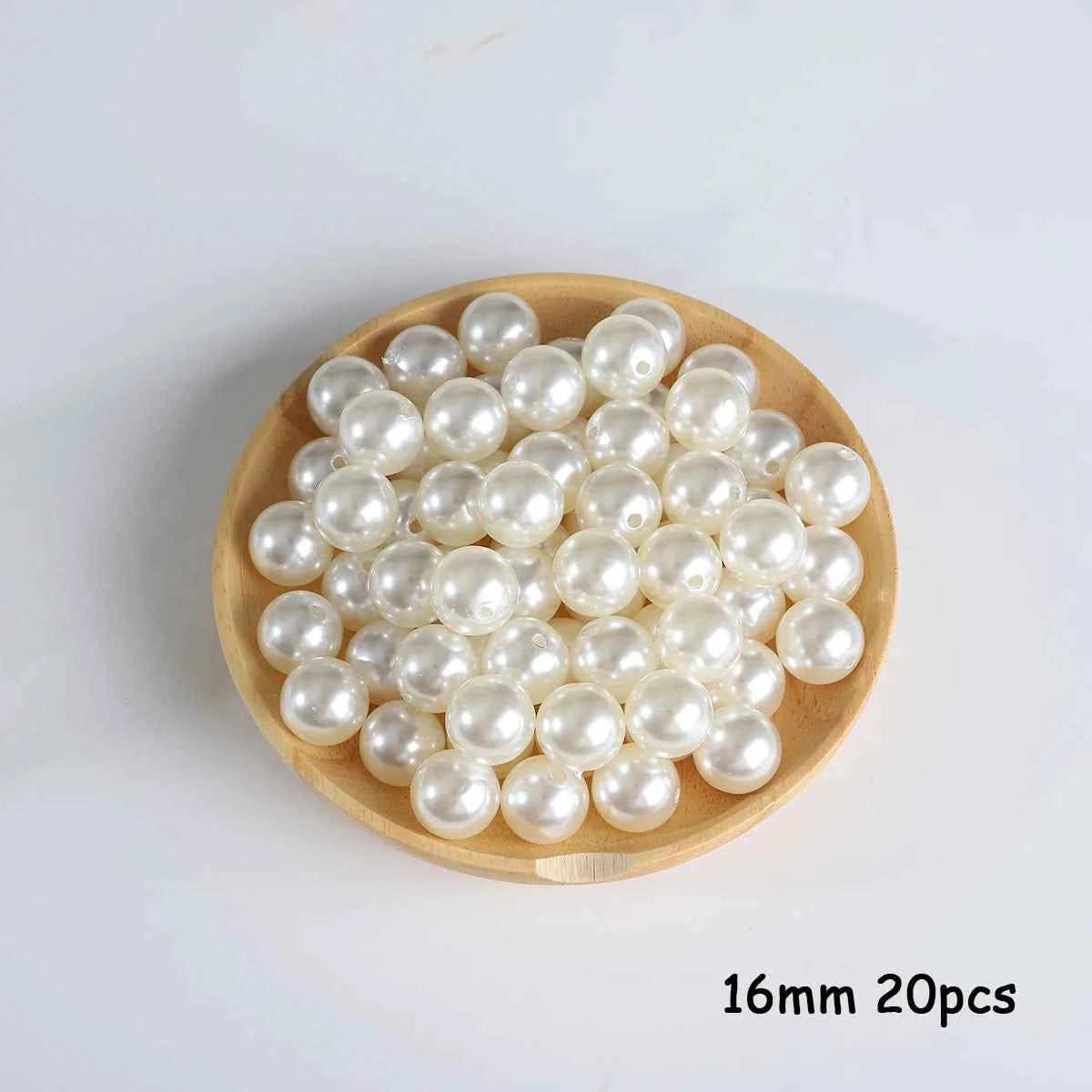 3-20mm 10-1000pcs straight hole ABS imitation pearl beige white bracelet with round beads for DIY craft jewelry making products