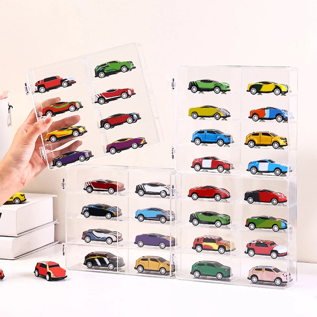 1pc Acrylic Transparent Stackable 1:64 Car Model Storage Box Toy Cabinet Rack Hair Accessories Jewelry Organizer