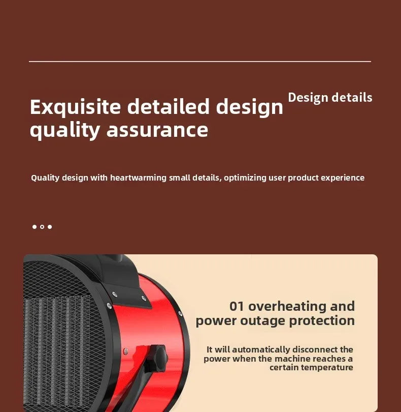 Portable Electric Space Heater with Overheat and Tip-Over Protection 2000W Adjustable Thermostat 2 Heat Settings + Fan Mode for