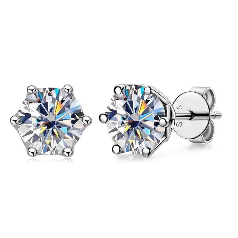 JoyceJelly 1/2/4CT VVS D Color Moissanite Russian Cut 8H8A Lab Diamond Stud Earrings For Women S925 Sterling Silver Fine Jewelry
