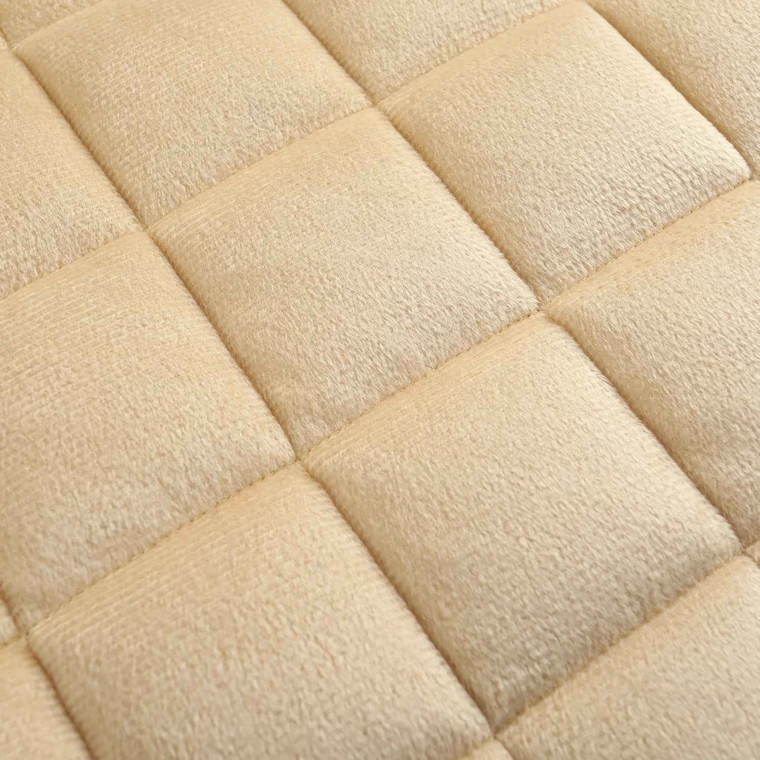1 piece of plaid embroidered short pile without backrest, warm and comfortable, universal car cushion with storage bag, suitable