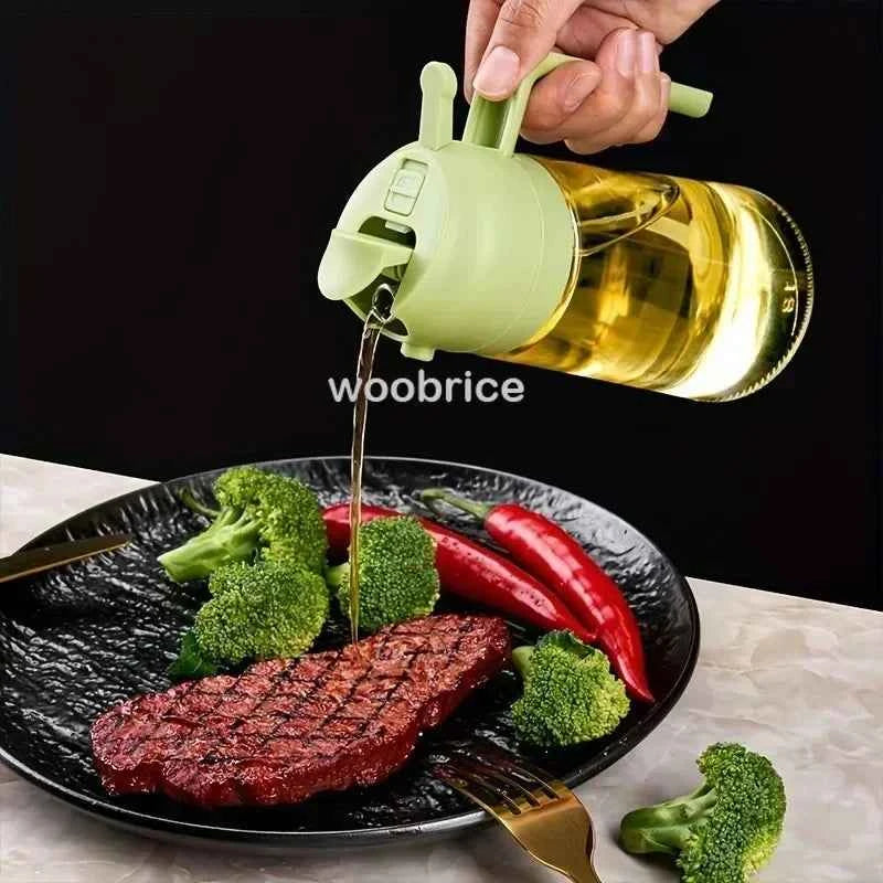 Dual Purpose Glass Oil Bottle Kitchen Spray Oil Sprayer Bottle Kitchen Oils Spray Can Leakproof Oil Spray Bottle Household