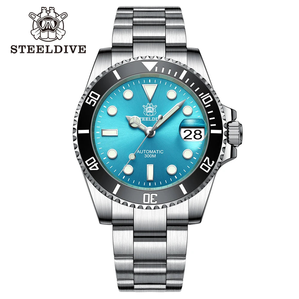 STEELDIVE SD1953 New Arrival Stainless Steel Bi-Color Dial NH35 Automatic Watch 300M Waterproof Sapphire Glass Men Dive Watches