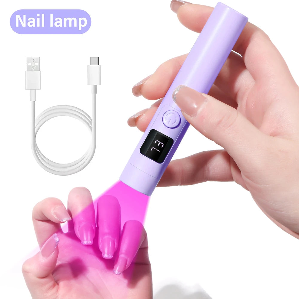 YIKOOLIN Portable Handheld UV Nail Lamp LED Mini Nail Dryer with LCD Screen USB for Gel Nails USB Rechargeable Nail Light
