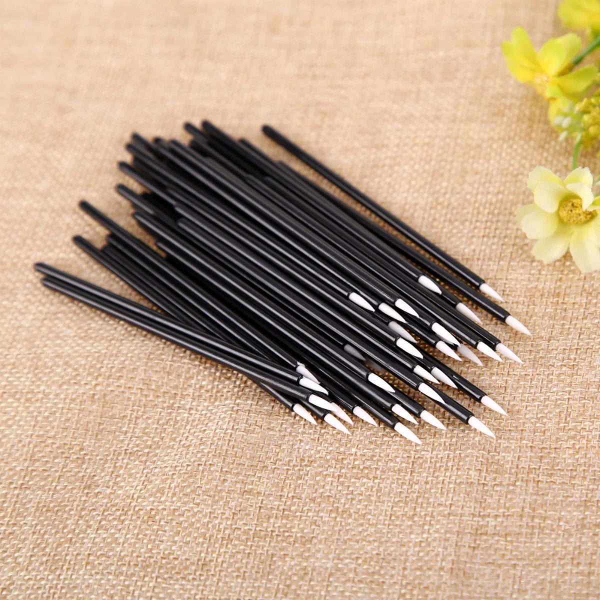 50PCS Eyeliner Lip Brush Lip Line White and Yellow Makeup Tools