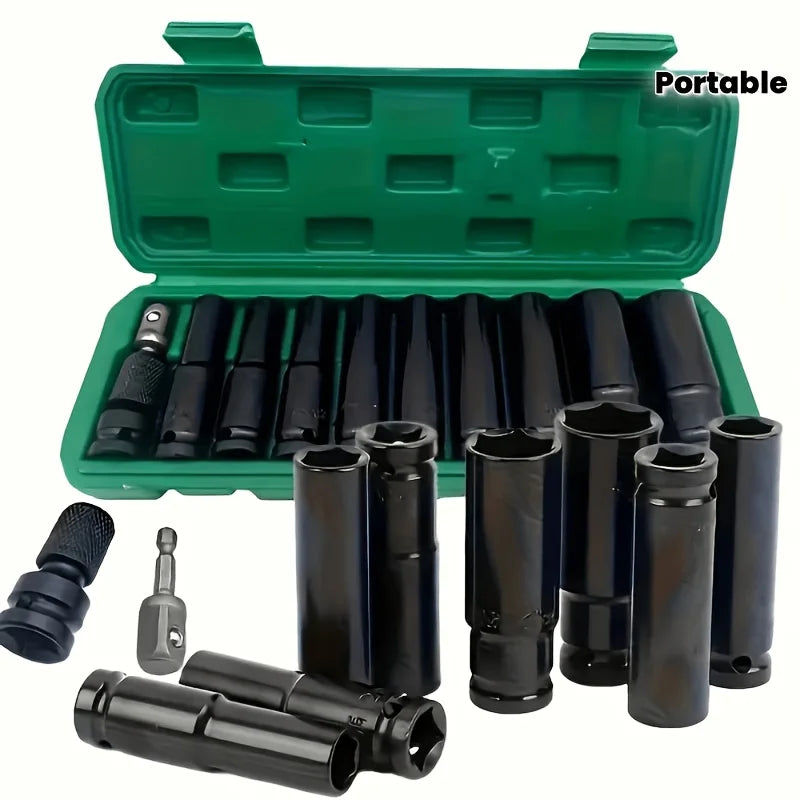 10Pcs of Extended Socket Head Electric Socket Set Telescopic Socket Head Automotive Maintenance Tool Hexagonal Extension