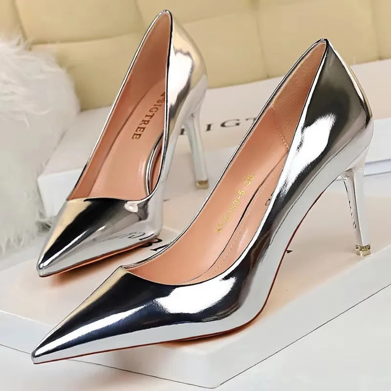 BIGTREE Shoes Classic Pumps Patent Leather Women Pumps Fashion Women Wedding Shoes High Heels Stiletto 10.5 Cm 7.5 Cm Lady Shoes