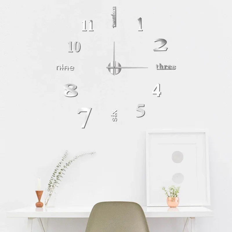 DIY Modern Design Large Wall Clock Fashion Decorative Living Room Wall Clock Home Decoration Clocks Decor Decoration for Bedroom