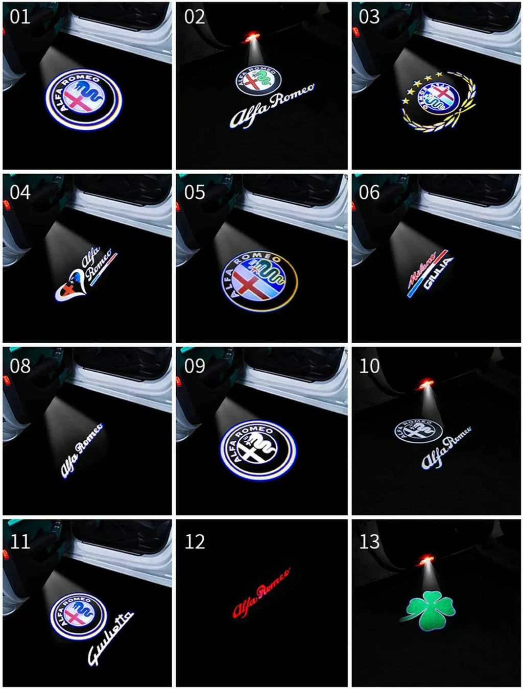 2Pcs Fashion LED Car Door Welcome Light Logo Projector for Alfa Romeo Spider Giulia Giulietta 147 156 159 Mito Stelvio GT Spider