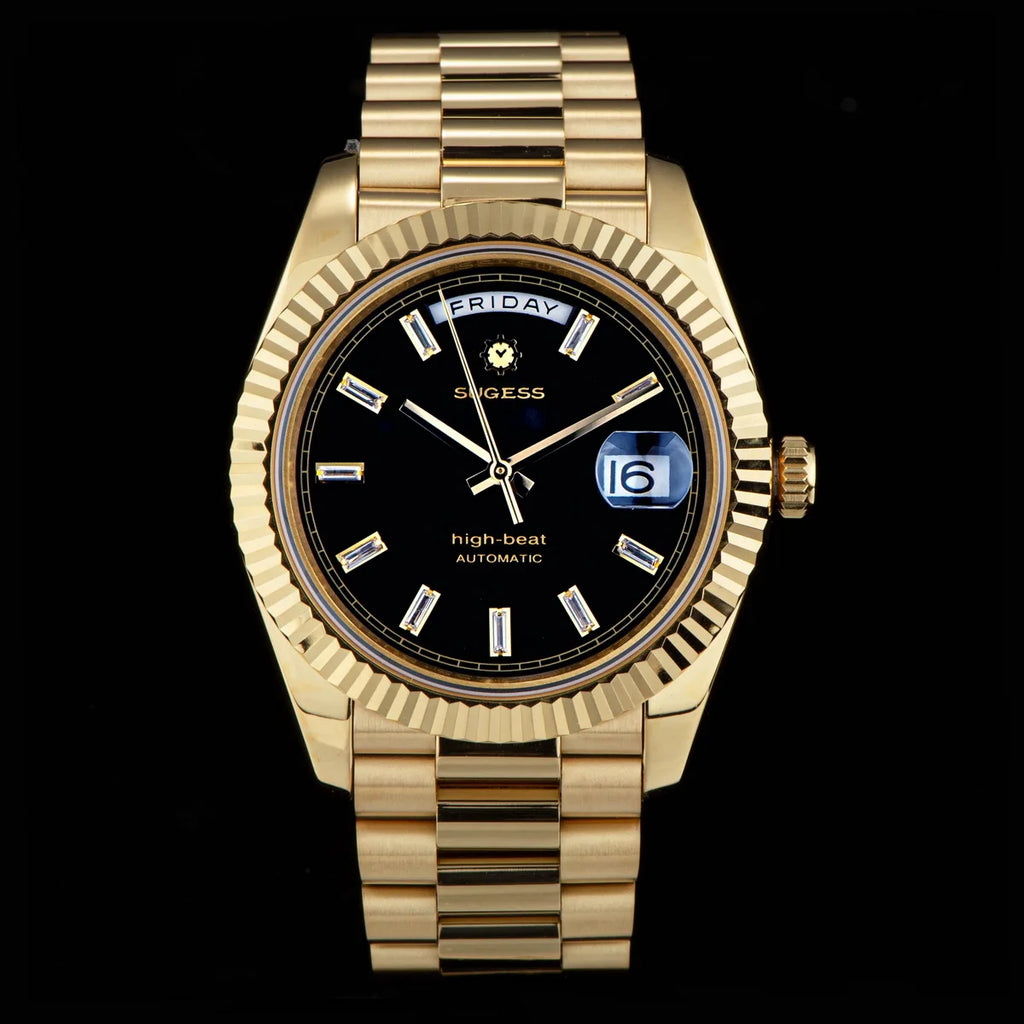 Sugess 40mm Men's Watches Automatic Date Mechanical Day Wristwatch Peacock SL3034 Movement Sapphire Waterproof Luxury Retro New