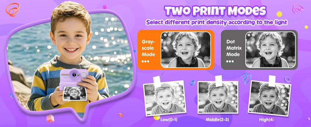 Kids Camera Instant Print, 1080P HD Instant Print Camera for Kids with 3 Rolls Print Paper, Selfie Digital Camera for Kid