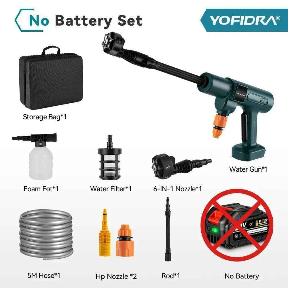 YOFIDRA 200Bar Brushless High Pressure Washer Gun Electric Car Washer Garden Watering Gun Cleaning Tools for Makita Battery Pins