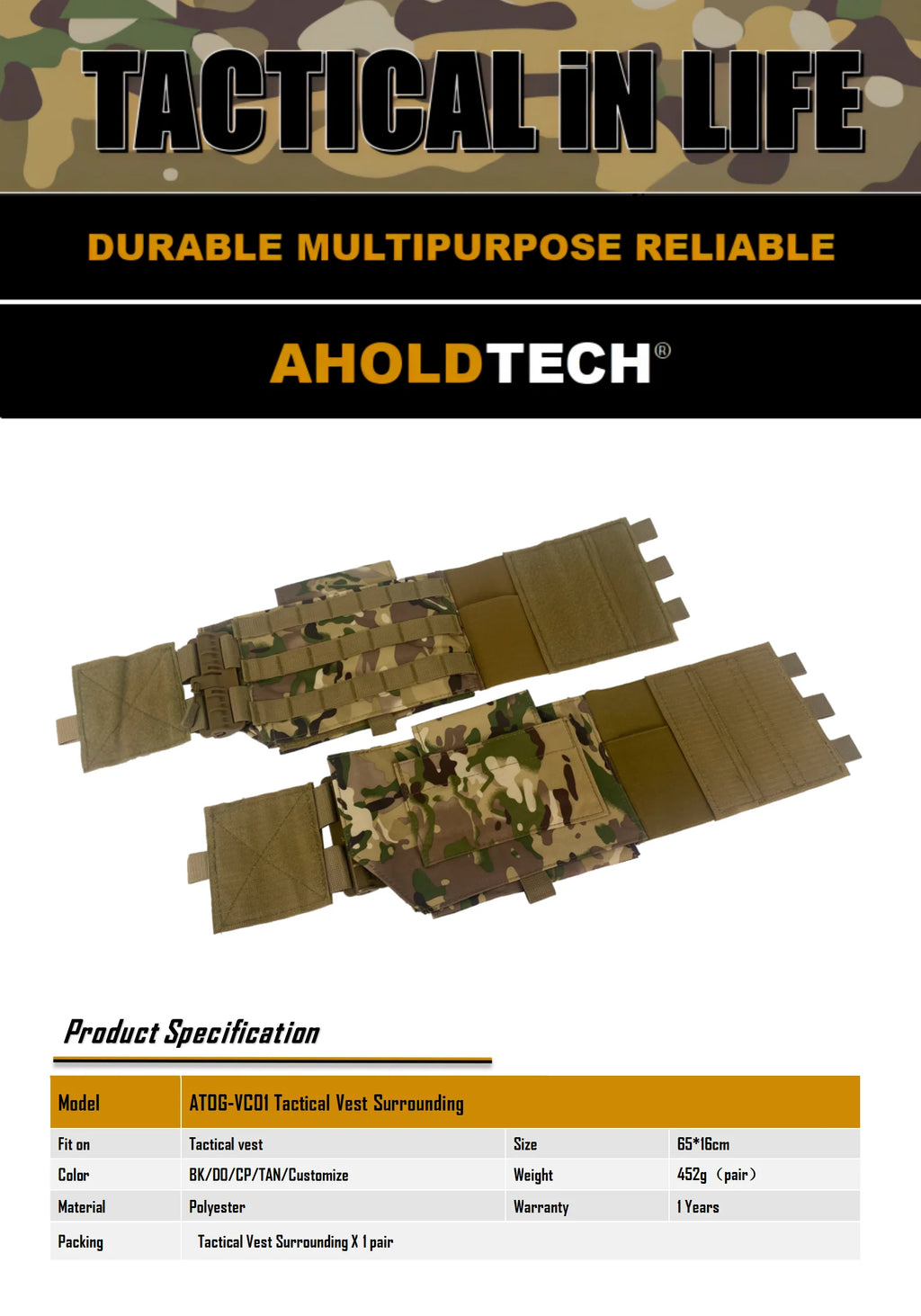 Aholdtech Tactical Quick Release Surrounding Abdominal Belt For Plate Carrier Vest Carrier Elastic Cummerbund Vest Accessories