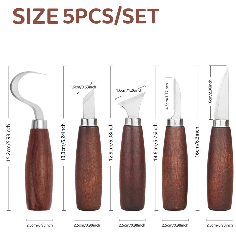 5pcs tools for wood carving Chisel Woodworking Cutter Hand Tool Set Wood Carving Knife DIY Peeling Woodcarving