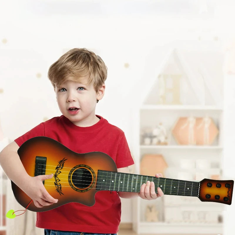 Kids 6 Strings Classical Guitar Steel Strings Pretend Play Toy Children Ukulele Musical Instrument for Boy Girl Birthday Gift