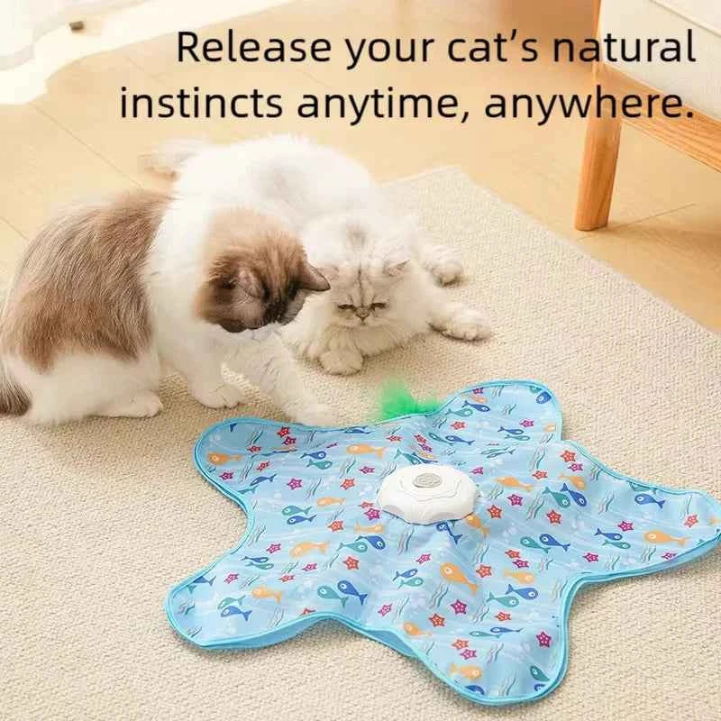Automatic Interactive Cat Toy With Rotating Teaser Wheel