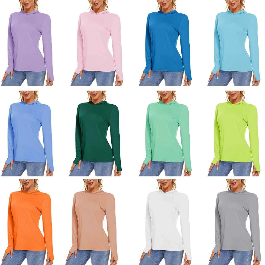 TACVASEN Summer UV/Sun Protection Outdoor Hooded T-shirt Women's Hoodie Shirt UPF 50+ Long Sleeve Fishing Hiking Athletic Shirts