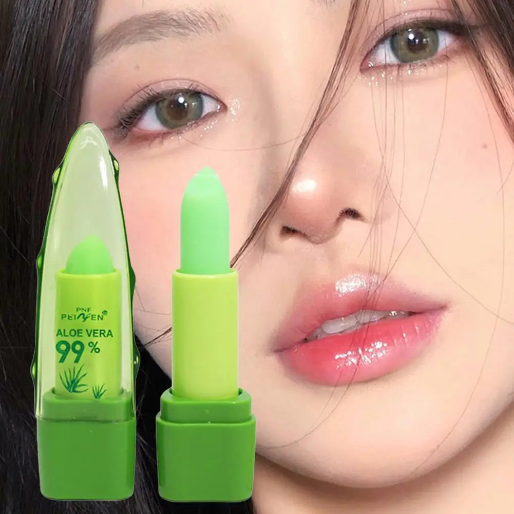 2pcs Aloe Vera Lipstick,Long Lasting Lip Care Nutritious Plumper Lip Balm,Moisturizer Color Changing Jelly Lip Gloss Makeup