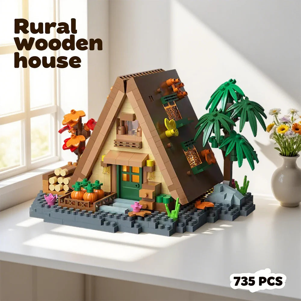 Creative street view building model building blocks forest tree house puzzle windmill tree house decoration toys