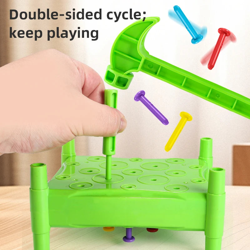 Kids Nail Hammering Game Toy - Parent-Child Interactive Percussion Toy for Fine Motor Skills, Concentration & Hand-Eye Coordina