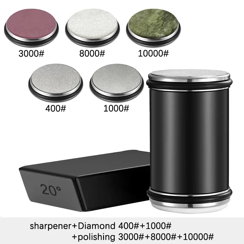 Rolling Knife Sharpener For Straight Edge Knife Sharpener Kit With 15/20° Degree Magnetic Angle For Kitchen Knives Whetstone Set