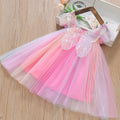 Summer New Colorful Chiffon Baby Girl Princess Dress, Cute Butterfly Wing Children'S Clothing