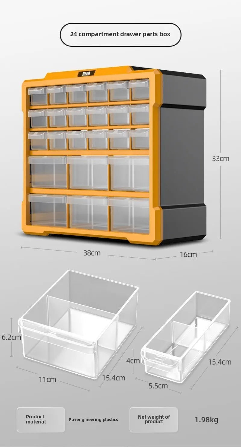 Hardware Toolbox Hanging Design Tool Parts Box Drawer-type Classification Storage Box Sturdy and Durable Tools Packaging