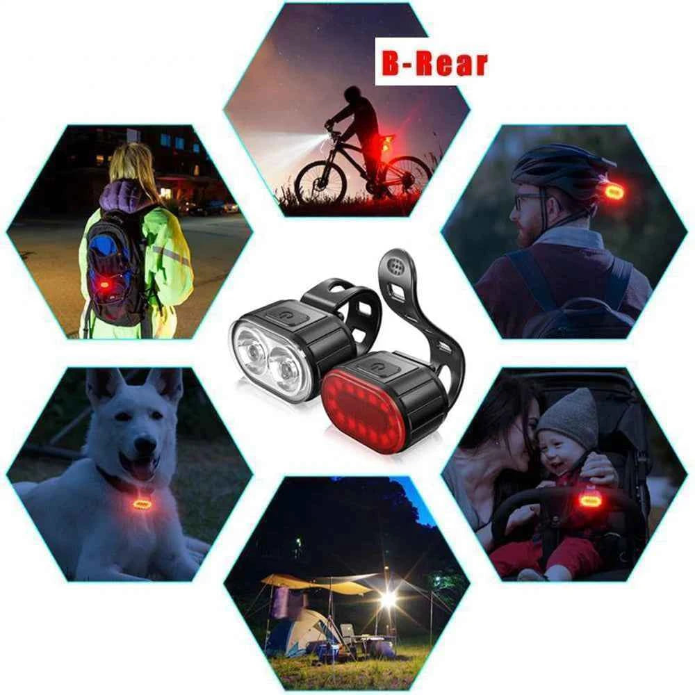 Cycling Taillight Headlight Bicycle Lights Bike Safety Warning Light LED USB Rechargeable Waterproof