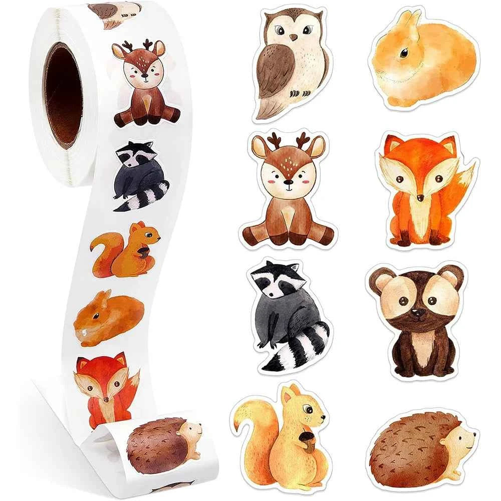 500pcs Funny Dogs Forest Animals MEME Stickers Roll Animal Cartoon Decals Toys Cute Sealing Labels Kids Reward Stickers Gifts