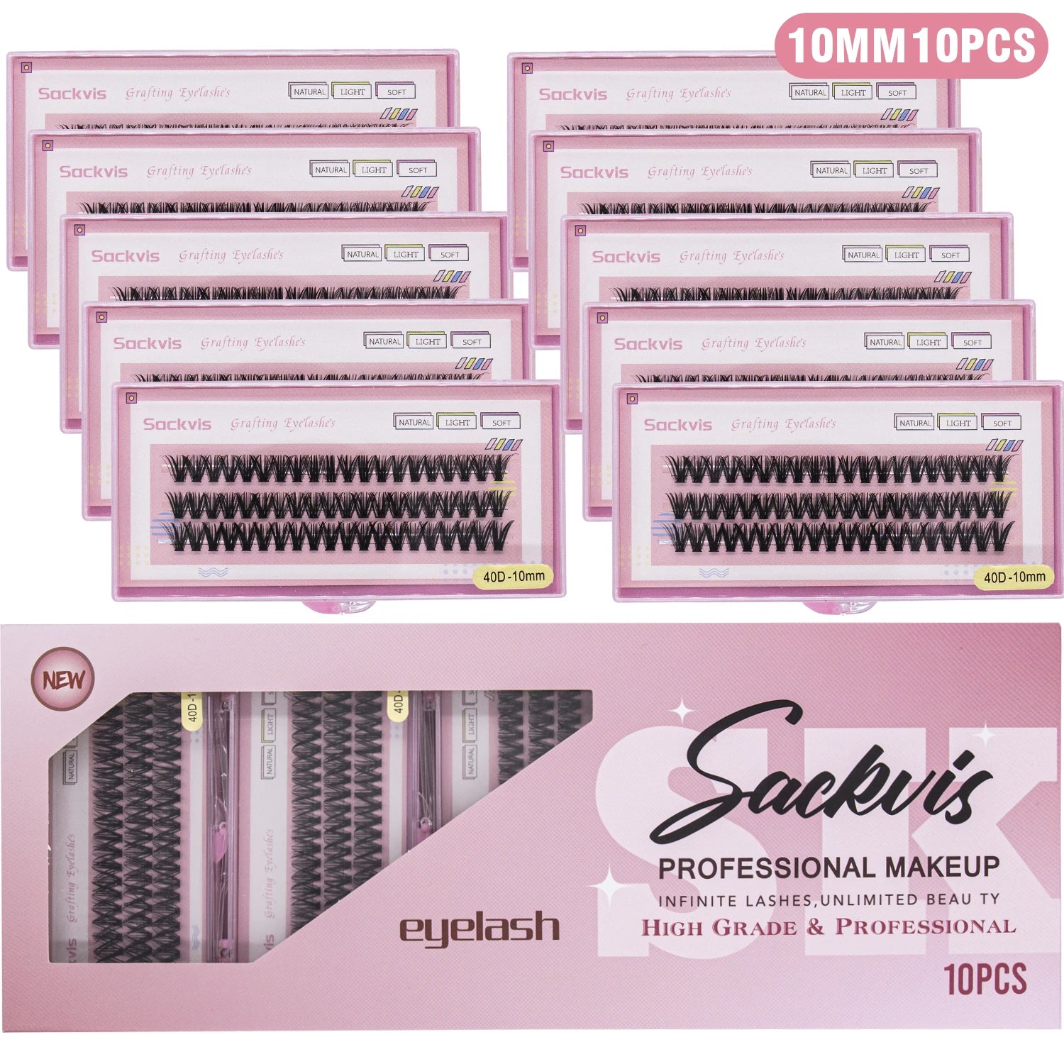 10 Boxes 40D 9-14mm C Curl Wholesale Individual Lashes Makeup False Eyelashes Extension Faux Mink Wispy Eyelash Tool Diy